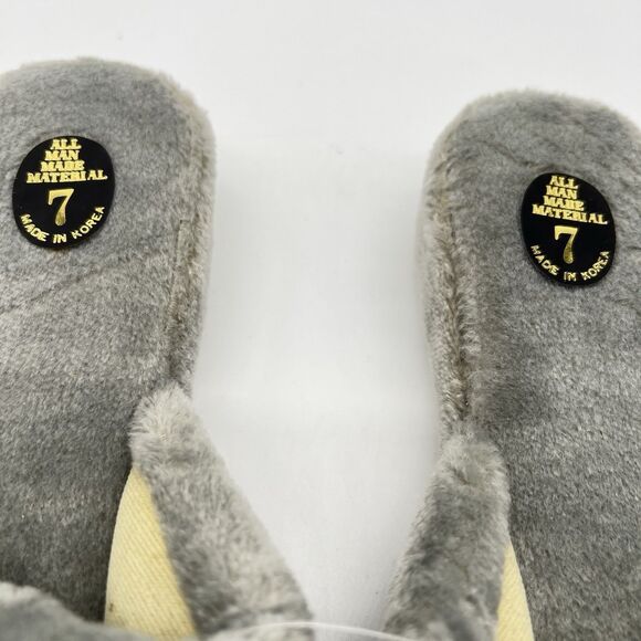 VTG 1 Pairs of 1980s Blue/Gray Color Blocked Velvet Boudoir Slippers -Size 7 - Picture 5 of 6